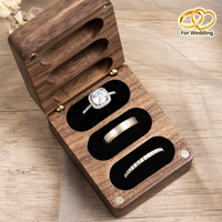 Boîte à bagues gravée en bois triple pour cérémonie de mariage, boîte à alliances décorative en bois, organisateur de bijoux