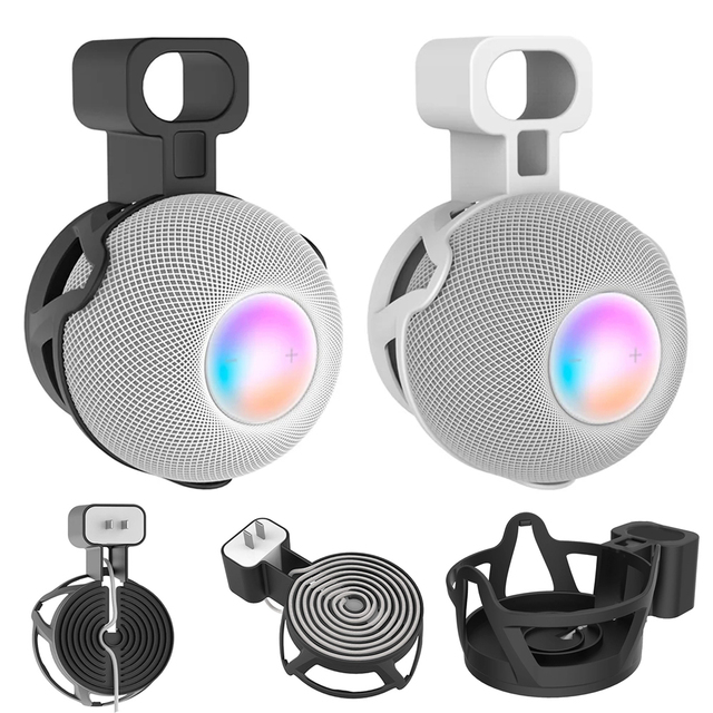 Wall Mount Stand for HomePod Mini Smart Speaker  With Cable Storage Space Saving Indoor Kitchen Bathroom Living Room Bedroom