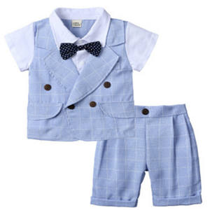 Venta al por Mayor en Línea, Precio de Fábrica, Conjunto de Ropa para Bebé Niño con Lazo y Manga Corta, Trajes de Verano para Caballero, de China - Product Image 1