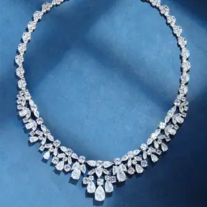 Collar con colgante de diamante de Plata de Ley 925, joyería personalizada de lujo, para su boda, regalo de compromiso, cuentas Vintage