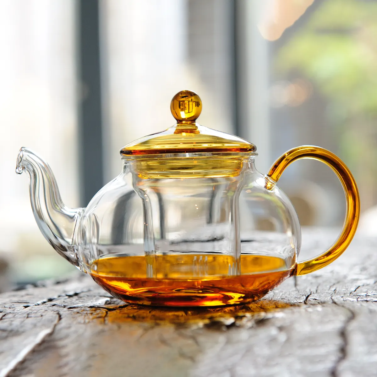 Conjunto de bule de chá em vidro borossilicato de alta qualidade personalizado, bule de vidro com 4 xícaras, infusor e filtro, aquecedor de cor, ideal para chá