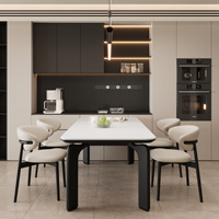 Ensemble de table à manger en pierre frittée moderne haut de gamme, table ovale longue pour 6 personnes, pour appartement, maison ou hôtel