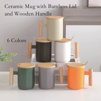 Logo gravé imprimé personnalisé 11oz Orange blanc noir en céramique thé tasses à café avec couvercle et cuillère