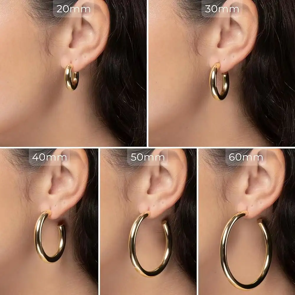 Boucle ouverte courte et potelée légère en plaqué or 14 carats, boucles d'oreilles créoles en or femelleoffre directe