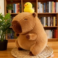 Peluche Capybara Mignonne en Maille Remplissage Coton PP de Haute Qualité, Tête de Canard Jaune, Jouet en Peluche Doux, Cadeau pour Anniversaire d'Enfant