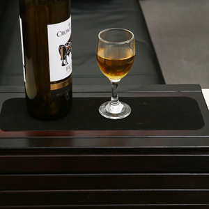 Sofa Armrest <b>Table</b> <b>Wood</b> <b>Foldable</b> Extendable Telescopic For Living Room Dark Brown Solid Color Irregular Shape - Product Image 2
