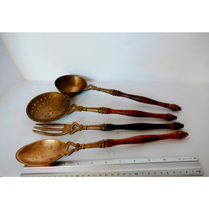 ชุดเครื่องใช้บนโต๊ะอาหารทำจากไม้หรูหราพร้อมช้อนและมีดทองเหลืองเหมาะสำหรับรับประทานอาหารในงานแต่งงานและร้านอาหาร - Product Image 2