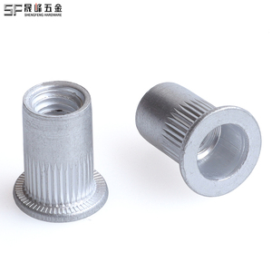 Tuerca remachable <span class=keywords><strong>de</strong></span> cabeza plana moleteada con extremo abierto <span class=keywords><strong>de</strong></span> aluminio, métrica/unidada M4-M12 1/4'' 5/16'' 3/8'' 1/2'', para evitar deformación térmica - Product Image 6