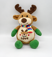 Peluche personnalisée renne, adorable animal en peluche avec logo brodé, jouet doux OEM ODM, cadeau pour enfants