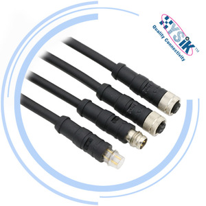 Kabel Molded IP67 dengan Konektor M8 3 4 5 Pin Female Sudut Lurus, Kabel PUR PVC - Product Image 3