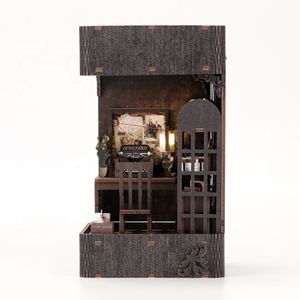 Puzzle en bois 3d personnalisé DIY Book nook mini détective agency Bookshelf Insert Build-Creativity Kit Dollhouse handmade Bookend - Product Image 4