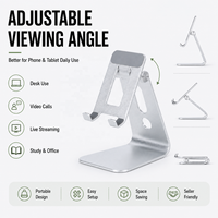 Support de téléphone réglable en aluminium, pliable, pour bureau, support mobile stable en métal, OEM ODM, logo personnalisé pour les acheteurs B2B en gros