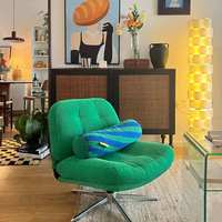 Fauteuil de loisirs pivotant en velours côtelé, fauteuil d'appoint capitonné, canapé simple pour salon, pivotant à 360 degrés