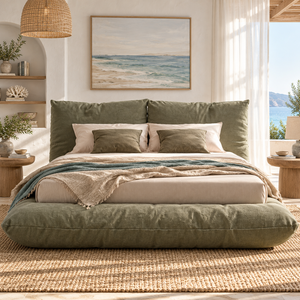 Cadre de lit en tissu surdimensionné, vente en gros d'usine, couleur personnalisée, lit double rembourré doux avec grands coussins de dossier pour les revendeurs de meubles - Product Image 2