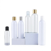 Bouteilles cosmétiques cylindriques en plastique 4oz 8oz avec bouchon disque, emballage cosmétique blanc noir avec or argent