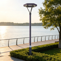 Lámpara de Jardín LED Moderna con Diseño Hexagonal, Impermeable IP65, con Poste de Aluminio de un Solo/Doble Brazo