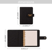 Yihe Wholesale A6 Vegan PU Leather Bow Budget Binder As 6-Ring Cash Stuffing Envelope Organizer Planner for Women