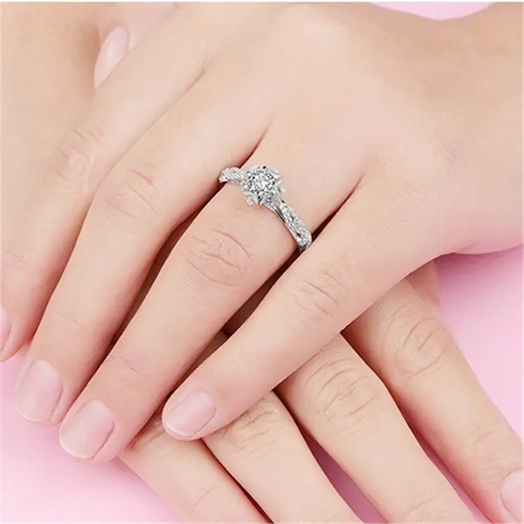 보석 제조 업체 여성 실버 925 반지 큐빅 지르코니아 다이아몬드 약혼 실버 손가락 반지