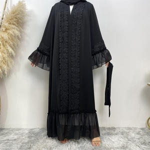 1963# Fashion <b>Abaya</b> for Women Dubai Size Middle East Robe Popular Design Black Embroidery Eid Abayas Muslimah Clothing - Product Image 6