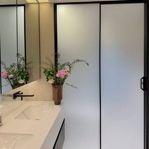 <span class=keywords><strong>Porte</strong></span> <span class=keywords><strong>coulissante</strong></span> de séparation en verre avec cadre en aluminium ultra-fin et étanche pour salle de bain avec verre dépoli - Product Image 1