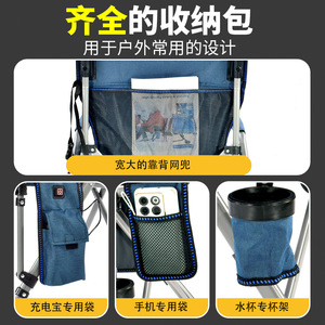 เก้าอี้ผู้กำกับแบบพับได้สำหรับใช้งานกลางแจ้ง พร้อมแผ่นรองสองชั้น สำหรับตั้งแคมป์ ตกปลา และใช้ในสวน - Product Image 3