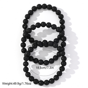 Pulsera <span class=keywords><strong>de</strong></span> Cuentas Go2boho con Cuentas <span class=keywords><strong>de</strong></span> Piedra Natural Negra Porosa, Joyería Casual Deportiva Unisex para Regalo - Product Image 6