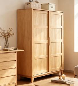 Armoire scandinave moderne de luxe en bois avec portes battantes style Shaker, meuble de rangement polyvalent autoportant et durable pour chambre à coucher - Product Image 6
