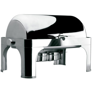 Plat à réchaud GN 1/1 en acier inoxydable avec couvercle roulant pour buffet professionnel - Product Image 1