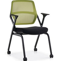 Chaise de visiteur ergonomique moderne en maille avec roulettes, chaise respirante pour salles de formation et de réunion, idéale pour les projets de bureau