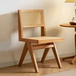 Massivholz Rattan Korb Esszimmers tühle im japanischen Stil Großhandel Holzrohr Restaurant Stühle