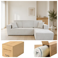Canapé d'angle modulable Amperui en forme de L avec revêtement en velours côtelé, design moderne, gain de place, idéal pour hôtels et salons