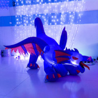 Dragon gonflable avec tête mobile, adaptateur UL, Led 12vdc, lumières décoratives d'halloween, — 6FT