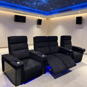 Sofá Reclinable Eléctrico de Lujo <span class=keywords><strong>para</strong></span> Cine en Casa, Diseño Curvo de 4 Asientos, Tapizado en Tela VIP, <span class=keywords><strong>para</strong></span> Sala Multimedia en Sótano de Villa Grande - Product Image 1