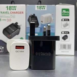 Cargador Rápido para Teléfono Móvil con Enchufe del Reino Unido, 18W 3A QC3.0, Estándar del Reino Unido, Enchufe USB - Product Image 2