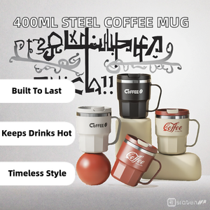 Taza de Café Clásica Ecológica de Acero Inoxidable 304 de 400 ml, Taza Térmica de Viaje para Oficina, con Tapa y Asa, Precio al por Mayor - Product Image 4