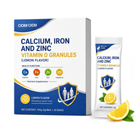 Complément alimentaire en granulés saveur citron, enrichi en Calcium, Fer, Zinc et Vitamine D, pour enfants et adultes, en sachet, OEM/ODM