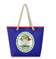 Sac fourre-tout avec drapeau de la Barbade, avec poignées en corde de chanvre, grande capacité, durable, imperméable, sac à bandoulière polyvalent pour le travail, les voyages, la plage