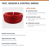 Fil d'instrumentation en silicone 30AWG UL3239 3000V, câble de test de capteur flexible en cuivre étamé haute température, MOQ 305m