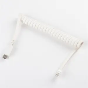 4P2C RJ9 4P4C Telephone Plug To Micro USB Coiled Custom Cable