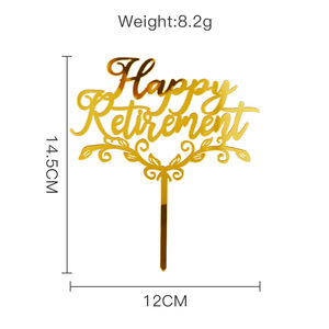 ท็อปเปอร์เค้กอะคริลิค รูปน้ำผึ้งและน้ำหวาน ขนาด 13 ซม. สีทอง สำหรับตกแต่งเค้กในงานเลี้ยงเกษียณอายุ - Product Image 3