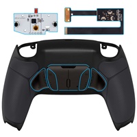 Kit de remapping EXtremeRate Rise4.0 avec pagaies métalliques, coque arrière avec grip caoutchouté noir et boutons arrière pour manette PS5