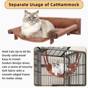 Estante de Pared para Gatos y <span class=keywords><strong>Hamaca</strong></span> de Madera - Percha de Doble Capa para Escalar y Dormir - Product Image 4