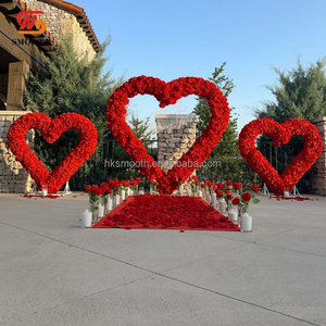 SMOOTH Luxury 6.56ft Height Horn Shape double side Flower Arch Red Rose Silk Flower Arch for Wedding <b>Backdrop</b> Stage Decor - Product Image 3