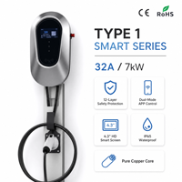 Elektroauto-Ladegerät Wallbox TYP1 7KW 32A Wandmontierte Ladestationen Autoladegerät EVSE 7kW TYP2 für Tesla