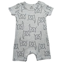 Romper pendek [potongan bahu terbuka, katun dua sisi], cocok untuk anak laki-laki dan perempuan, dengan motif binatang dan bunga.