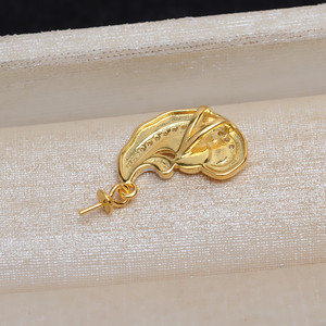 Pendentif en argent S925, accessoires de bricolage, style vague, avec support vide pour perles de 9 à 14 mm, 4364 perles en vrac, pendentif à tête de vague suspendu - Product Image 2