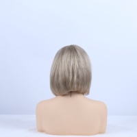 Peluca de Cabello Virgen Brasileño Rubio Corto con Flequillo - Peluca de Encaje HD Lisa de Aspecto Natural para Uso Diario