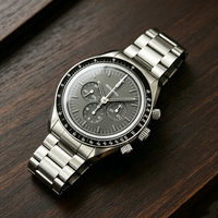 Jam Tangan Kronograf Mekanis OME Moon Landing Pria Sport Tahan Air 50M Bezel Keramik Hitam Klasik 42mm Baja Tahan Karat