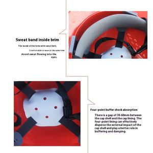 خوذة سلامة للبناء من البولي إيثيلين عالي الكثافة بالجملة، قبعة صلبة سوداء بحافة كاملة مع نظام تعليق بـ 6 نقاط - Product Image 2