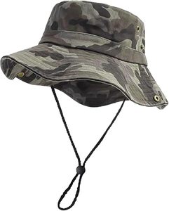 Haute qualité Vintage lavé Camouflage toile seau chapeau réglable extérieur Camo seau casquette haute Protection solaire basique seau chapeau - Product Image 1